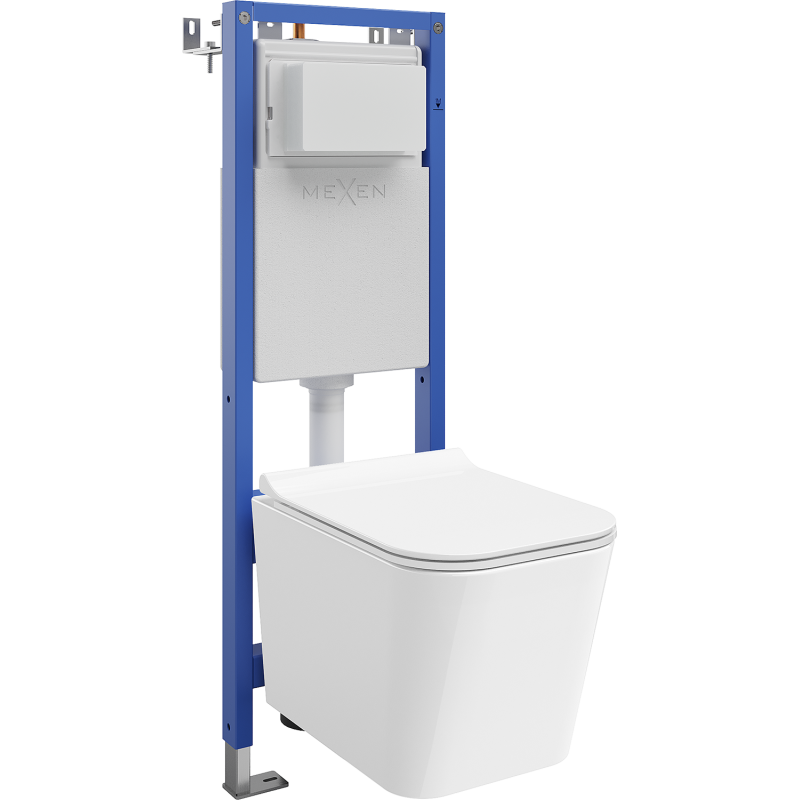 Mexen Teo σετ εντοιχισμού WC στενό πλαίσιο, γωνιακό Tex W με λεκάνη WC και