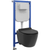 Mexen Carmen WC Concealed Cistern Set with Tex Air E Pneumatic Frame, WC Bowl, and Soft-Close Seat, Matte Black - 610930880185A