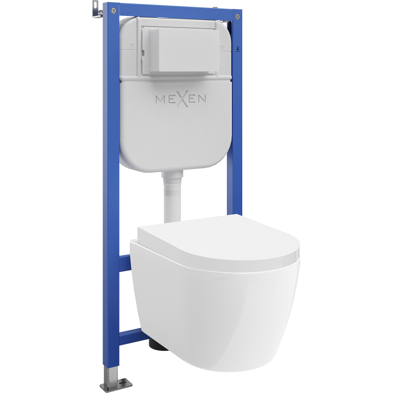 Mexen Carmen WC Concealed Cistern Set Tex E with Toilet Bowl and Soft-Close Seat, White - 610930880200