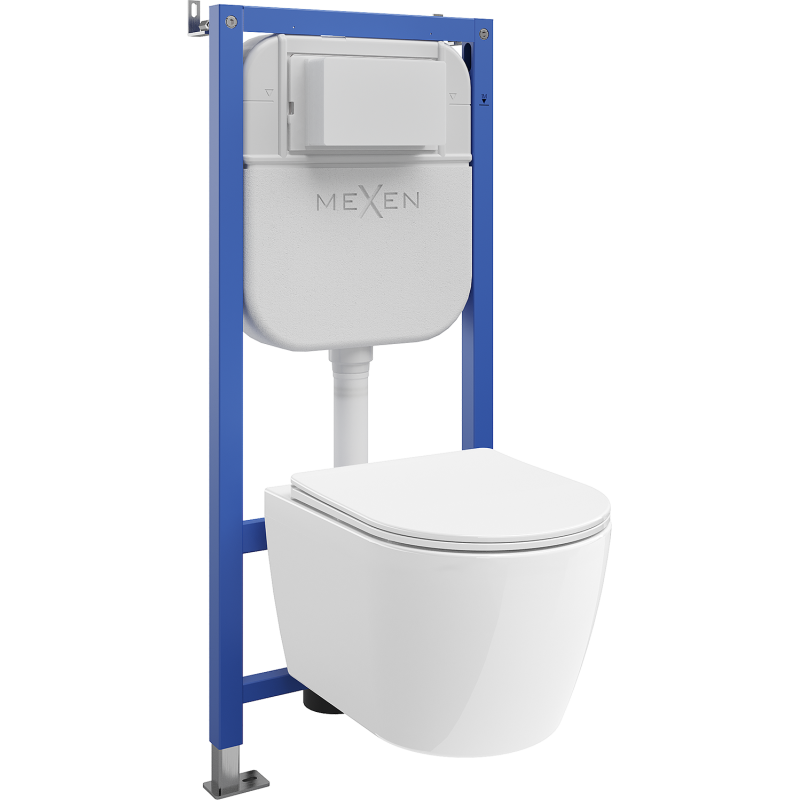 Mexen Carmen wall hung WC set Tex E with toilet bowl and soft-close seat, white - 610930880300