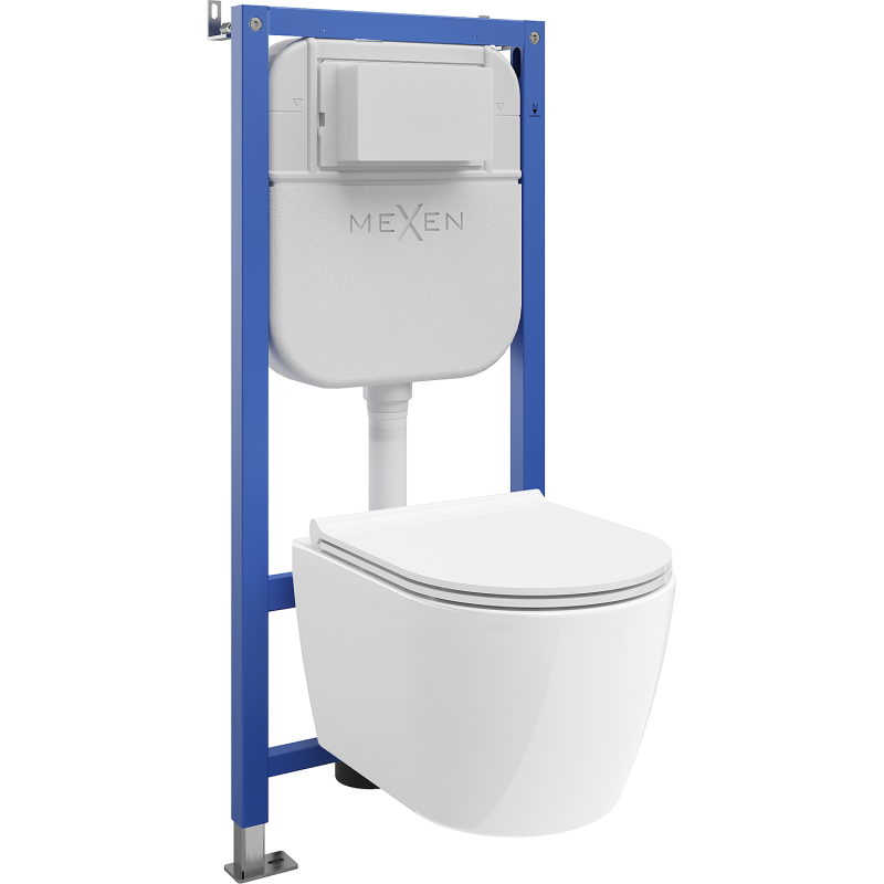 Mexen Carmen WC Concealed Cistern Frame Set Tex E with Tornado WC Bowl and Soft-Close Seat, White - 610930880500T
