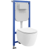 Mexen zestaw podtynkowy WC stelaż Tex E z miską WC Carmen Tornado i deską wolnoopadającą, biały - 610930880500T