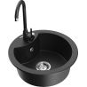Mexen Diego fregadero de granito de 1 recipiente con grifo de cocina Telma, negro/plateado - 6512-73-670200-70