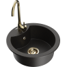 Mexen Diego 1-bowl granite sink with Telma kitchen faucet, black/gold - 6512-75-670200-50