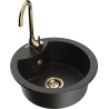Mexen Diego fregadero de granito 1 recipiente con grifo de cocina Telma, negro/dorado - 6512-75-670200-50