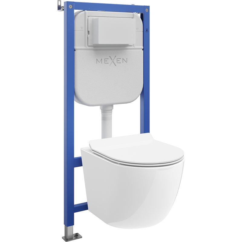 Mexen Lena vgrajeni komplet WC Tex E z visečo WC školjko in desko z mehkim zapiranjem, bela - 610930224000