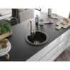 Mexen Diego 1-bowl granite sink with Telma kitchen faucet, black/gold - 6512-75-670200-50