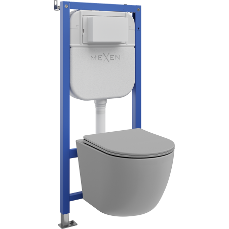 Mexen Lena set de empotrar WC bastidor neumático Tex Air E con taza WC y asiento de cierre suave, gris claro mate