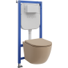 Mexen Lena conjunto empotrado WC estructura neumática Tex Air E con taza para inodoro y asiento de caída suave, capuchino mate