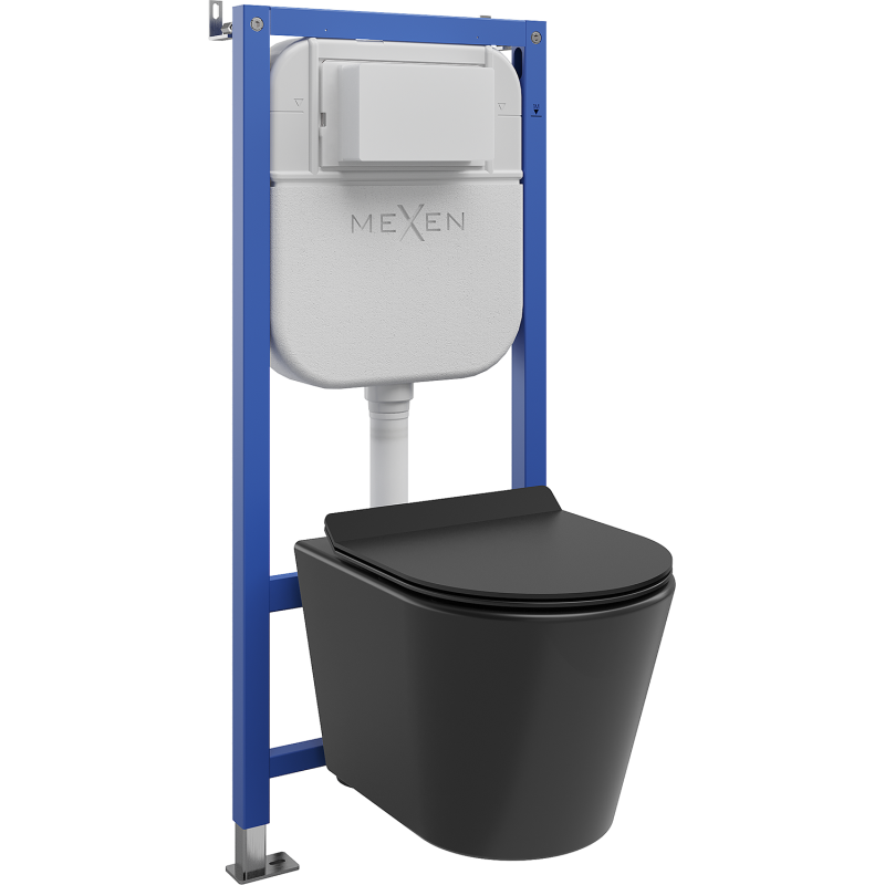 Mexen Rico WC Concealed Set Tex Air E Pneumatic System with Tornado Bowl and Soft-Close Seat, Black Matte - 610930720185TA