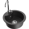 Mexen Diego 1-bowl granite sink with Telma kitchen tap, black speckled - 6512-76-670200-00
