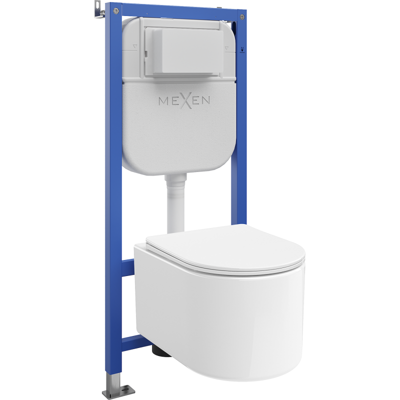 Mexen Sofia Tex Air E Pneumatic Concealed WC Set with Tornado Toilet Bowl and Soft-Close Seat, White - 610930540300TA