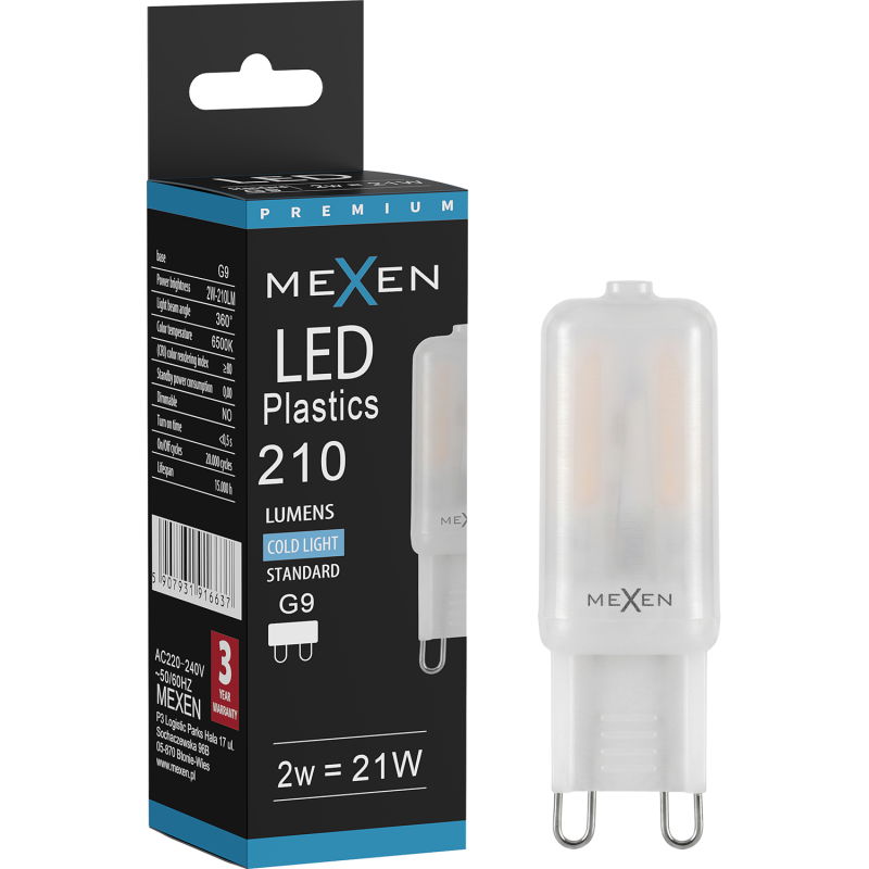 Mexen Aura żarówka LED G9, 2W, Zimna - 6500K, 210 lm - L120-G9-0265-01