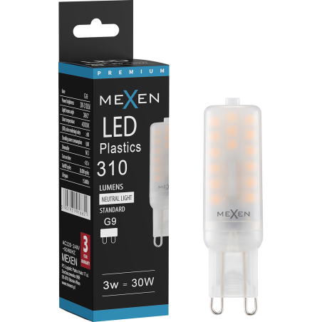 Mexen Aura żarówka LED G9, 3W, Neutralna - 4000K, 310 lm - L120-G9-0340-01