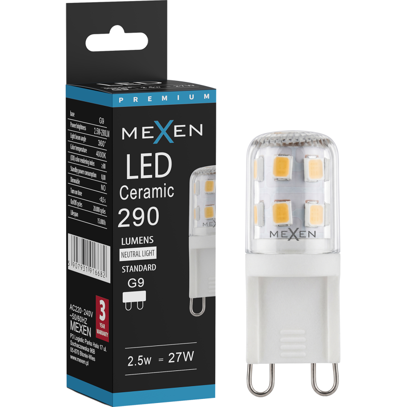 Mexen Aura żarówka LED G9, 2,5W, Neutralna - 4000K, 290 lm - L121-G9-0240-01
