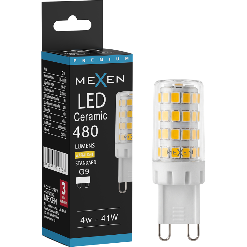 Mexen Aura żarówka LED G9, 4W, Ciepła - 3000K, 480 lm - L121-G9-0430-01