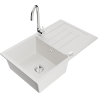 Mexen Bruno fregadero de granito de 1 cubeta con escurridor y grifo de cocina Telma, blanco - 6513-20-670200-00