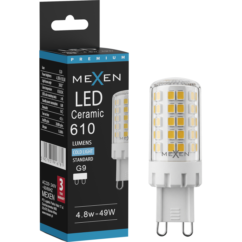 Mexen Aura żarówka LED G9, 4,8W, Zimna - 6500K, 610 lm - L121-G9-0565-01