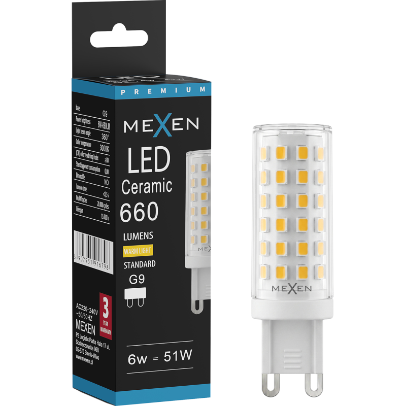 Mexen Aura żarówka LED G9, 6W, Ciepła - 3000K, 660 lm - L121-G9-0630-01
