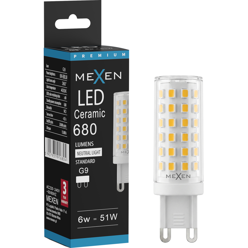 Mexen Aura żarówka LED G9, 6W, Neutralna - 4000K, 680 lm - L121-G9-0640-01