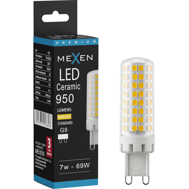 Mexen Aura żarówka LED G9, 7W, Ciepła - 3000K, 950 lm - L121-G9-0730-01