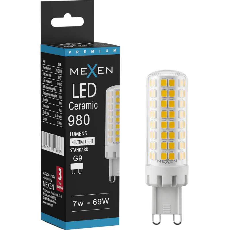 Mexen Aura żarówka LED G9, 7W, Neutralna - 4000K, 980 lm - L121-G9-0740-01