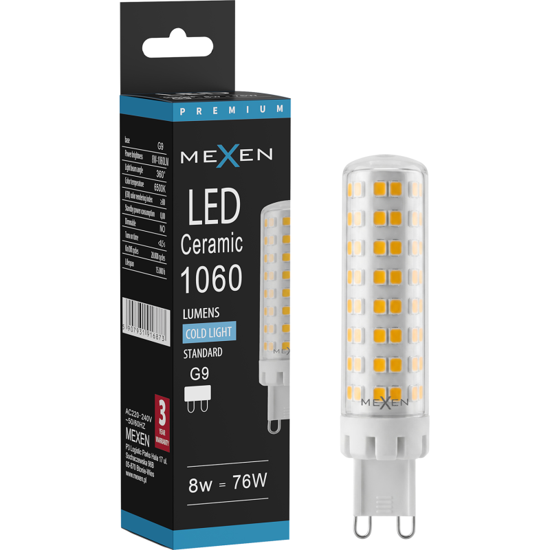 Mexen Aura żarówka LED G9, 8W, Zimna - 6500K, 1060 lm - L121-G9-0865-01