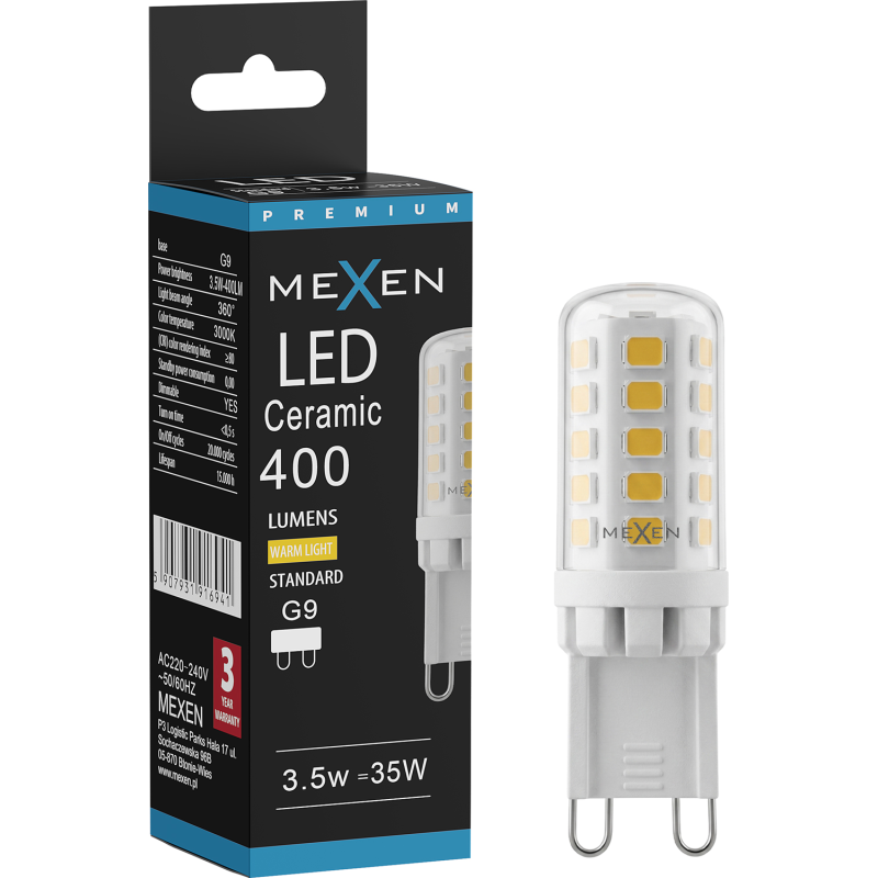 Mexen Aura żarówka LED ściemnialna G9, 3,5W, Ciepła - 3000K, 400 lm - L122-G9-0330-01