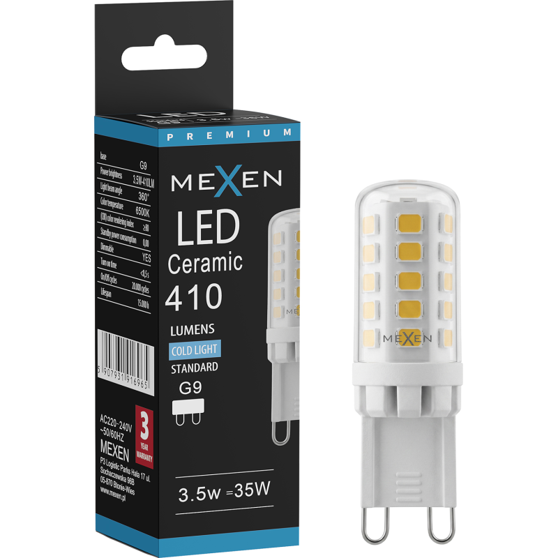 Mexen Aura żarówka LED ściemnialna G9, 3,5W, Zimna - 6500K, 410 lm - L122-G9-0365-01
