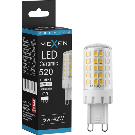 Mexen Aura żarówka LED ściemnialna G9, 5W, Neutralna - 4000K, 520 lm - L122-G9-0540-01