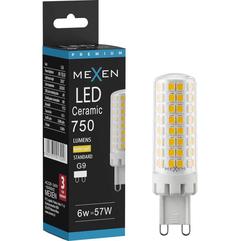 Mexen Aura żarówka LED ściemnialna G9, 6W, Ciepła - 3000K, 750 lm - L122-G9-0630-01