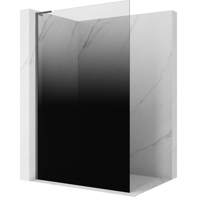 Mexen Kioto L Pregrada za tuš Walk-in 70 x 200 cm, črna ombre 8 mm, brušena v barvi gun gray - 800-070-103-66-76