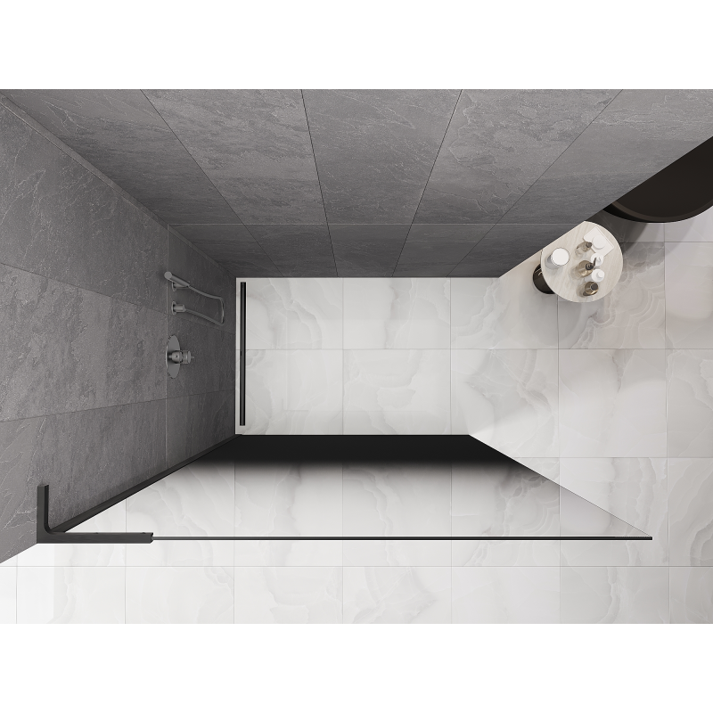 Mexen Kioto L ścianka prysznicowa Walk-in 80 x 200 cm, ombre czarna 8 mm, gun gray szczotkowany - 800-080-103-66-76