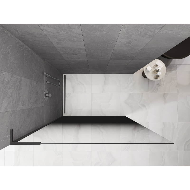 Mexen Kioto L ścianka prysznicowa Walk-in 100 x 200 cm, ombre czarna 8 mm, gun gray szczotkowany - 800-100-103-66-76