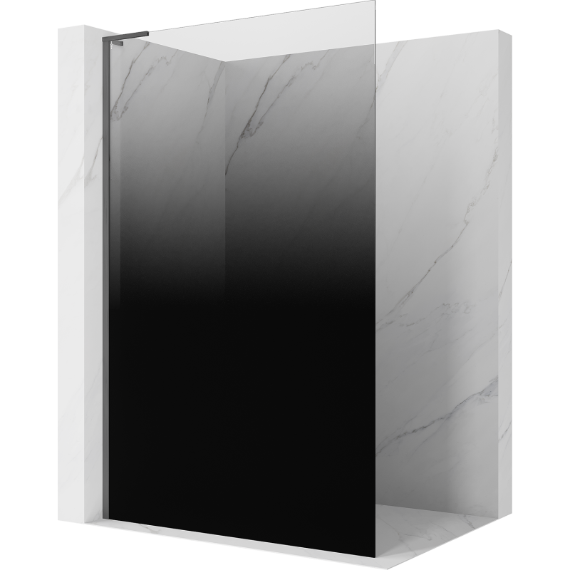 Mexen Kioto L ścianka prysznicowa Walk-in 100 x 200 cm, ombre czarna 8 mm, gun gray szczotkowany - 800-100-103-66-76