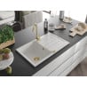 Mexen Bruno Granitspüle 1-becken mit Abtropffläche und Küchenarmatur Telma, weiß - 6513-20-670200-50