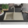 Mexen Bruno granitengootsteen 1-kompartment met druiprek en keukenkraan Telma, beige - 6513-69-670200-69