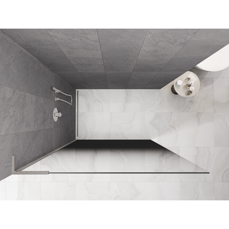Mexen Kioto L ścianka prysznicowa Walk-in 90 x 200 cm, ombre czarna 8 mm, nikiel szczotkowany - 800-090-103-97-76