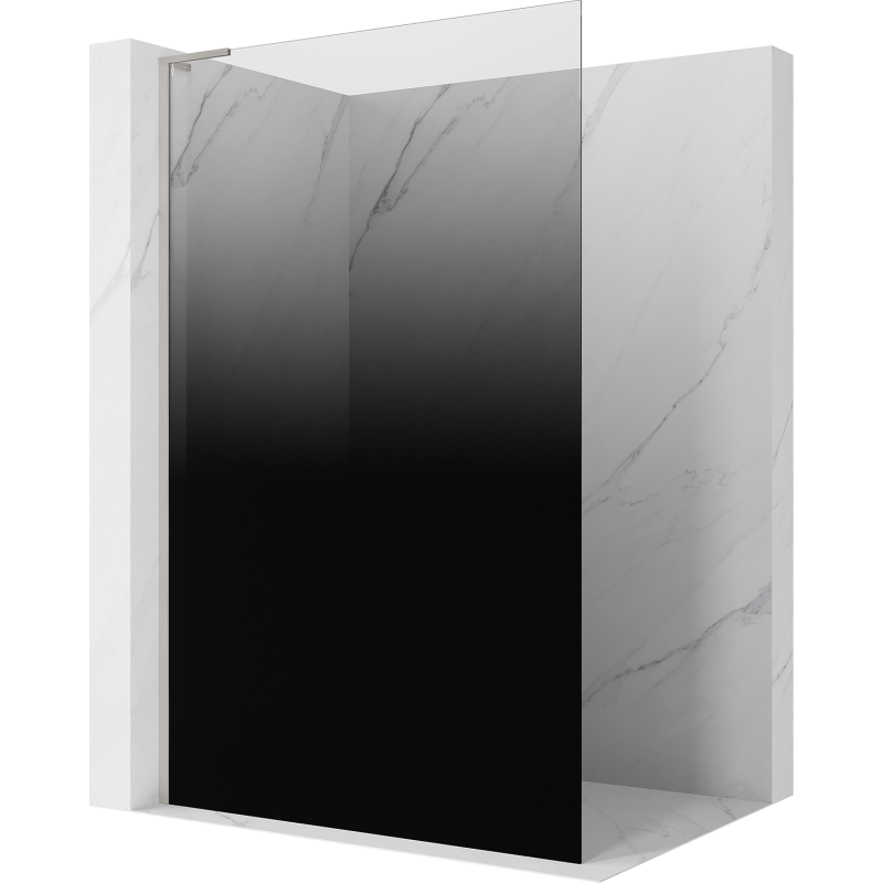 Mexen Kioto L Duschwand Walk-in 90 x 200 cm, Ombre Schwarz 8 mm, Gebürsteter Nickel - 800-090-103-97-76