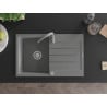 Mexen Bruno granite kitchen sink with 1 bowl and drainer and Telma kitchen tap, grey - 6513-71-670200-71