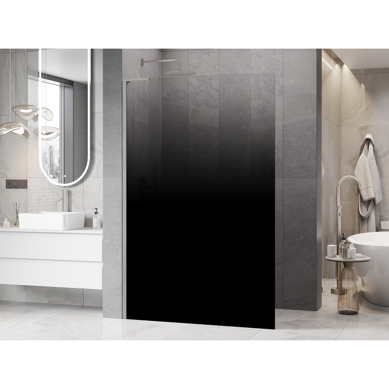 Mexen Kioto L ścianka prysznicowa Walk-in 100 x 200 cm, ombre czarna 8 mm, nikiel szczotkowany - 800-100-103-97-76