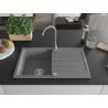 Mexen Bruno granite kitchen sink with 1 bowl and drainer and Telma kitchen tap, grey - 6513-71-670200-71