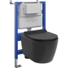 Mexen Carmen Unterputz WC-Set, pneumatischer Tex Air XS-F Rahmen mit WC-Schüssel Tornado und Softclose-Sitz, schwarzmatt