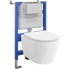 Mexen Carmen conjunto embutido WC estrutura pneumática Tex Air XS-F com sanita Tornado e assento de queda lenta, branco