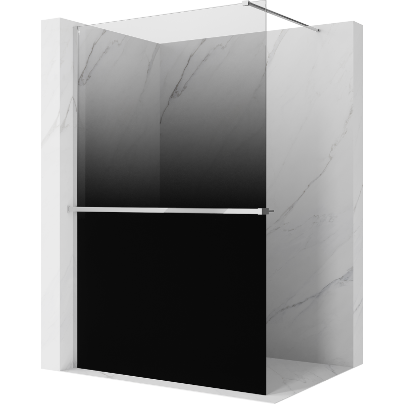 Mexen Kioto+ Duschwand mit Regal Walk-in 120 x 200 cm, Ombre schwarz 8 mm, Chrom - 800-120-121-01-76