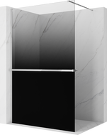 Mexen Kioto+ ścianka prysznicowa z półką Walk-in 150 x 200 cm, ombre czarna 8 mm, chrom - 800-150-121-01-76