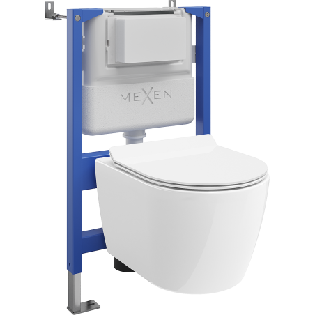 Mexen Carmen conjunto empotrado WC estructura neumática Tex Air XS-F con taza WC y asiento de cierre suave, blanco
