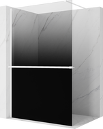 Mexen Kioto+ ścianka prysznicowa z półką Walk-in 90 x 200 cm, ombre czarna 8 mm, biała - 800-090-121-20-76