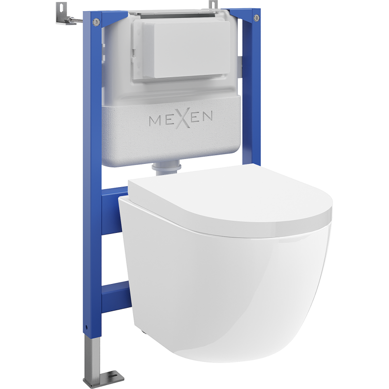 Mexen Lena WC-upotussarja Tex Air XS-F pneumaattisella rungolla WC-kulholla ja hidastavilla istuimilla, valkoinen