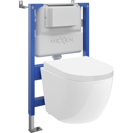 Mexen Lena WC-upotussarja Tex Air XS-F pneumaattisella rungolla WC-kulholla ja hidastavilla istuimilla, valkoinen